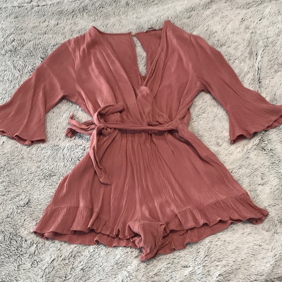 Charlotte Russe Pants - Dusty Rose Crepe Romper